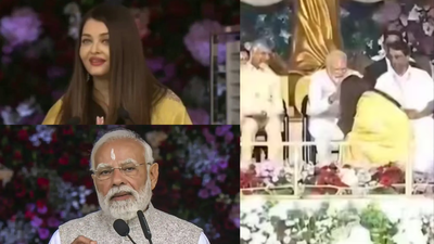 Aishwarya Rai Bachchan touches PM Narendra Modi’s feet; gives a stirring speech on ‘humanity’ and ‘religion of love’ – VIDEO |