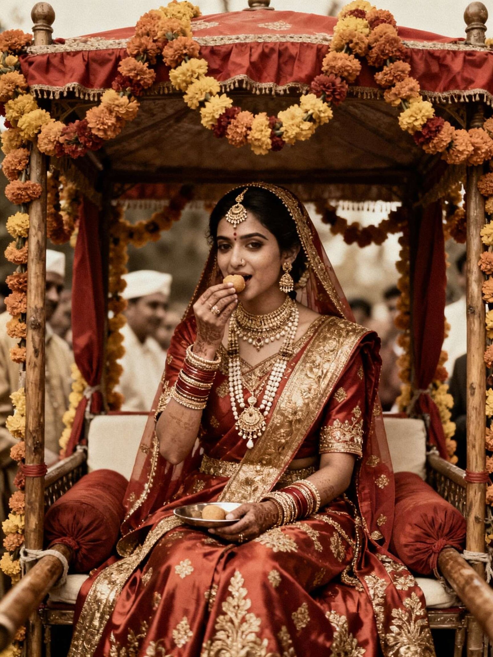 Beneath the bridal glam, it’s food that leads the story