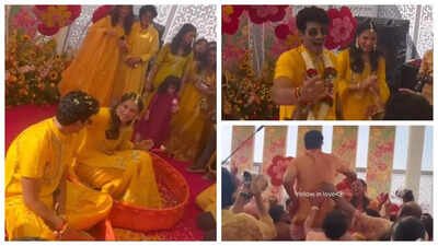 Palash Muchhal–Smriti Mandhana Haldi: Couple begin wedding celebrations with a fun-filled Haldi; videos of Team India girls turning Team Bride go viral |