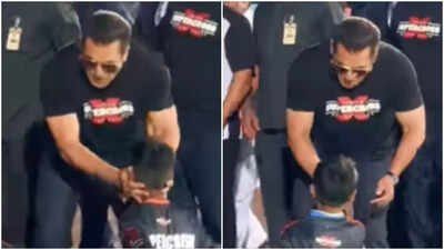 Salman Khan warmly greets and blesses young fans at Hyderabad event, hailed as ‘most adored megastar’ – WATCH viral video | Hindi Movie News