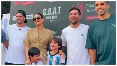 Lionel Messi Meets Kareena Kapoor Khan and Sons Taimur and Jeh During India Tour |