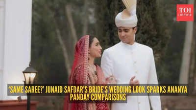 Junaid Safdar’s bride Shanzeh Ali Rohail accused of repeating Ananya Panday’s saree at her wedding |