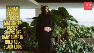 Sonam Kapoor flaunts baby bump in sleek black look |