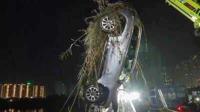 Noida techie death case: NDRF retrieves car from waterlogged trench after three days — video | India News