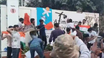 ABVP activists force entry into Azim Premji University, vandalise property- Watch | India News