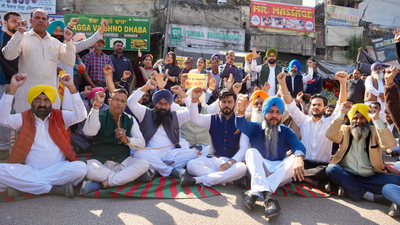 AAP protests outside Congress offices in Punjab over Partap Bajwa’ s remarks against minister | India News