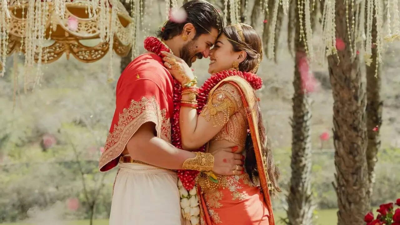 God and goddess energy! Rashmika Mandanna and Vijay Deverakonda stun in Anamika Khanna wedding looks