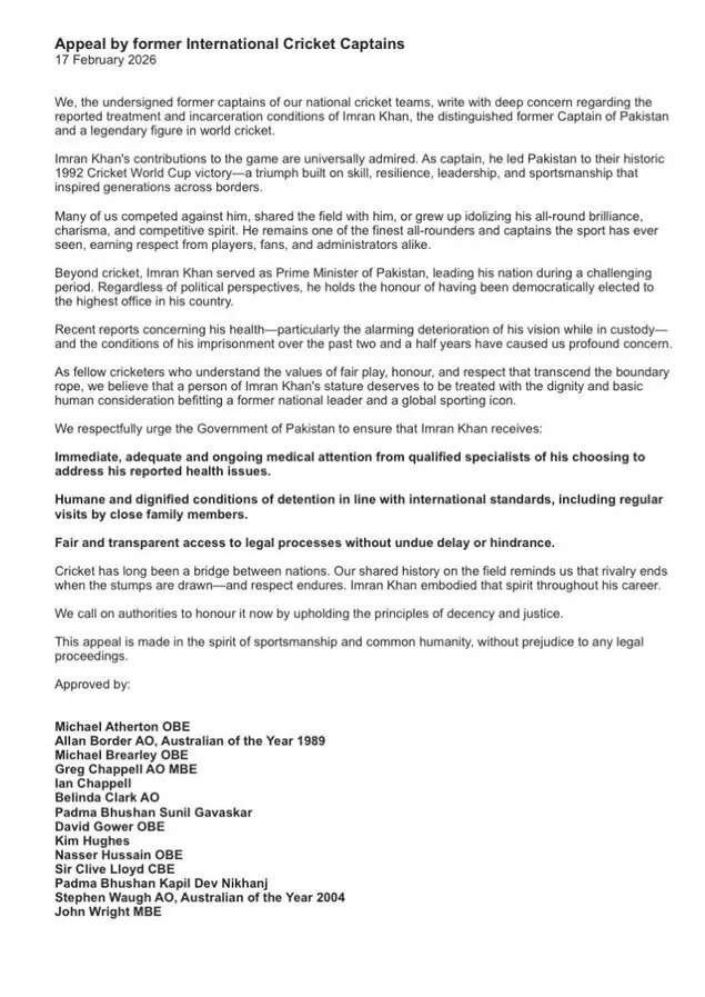 Imran Khan jail appeal: Sunil Gavaskar, Kapil Dev among 14 legendary cricket captains urging Pakistan government to treat him fairly | Cricket News