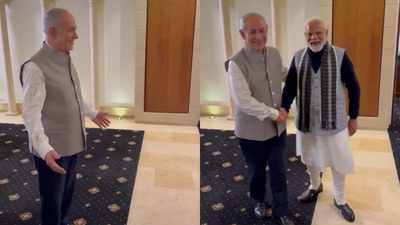 Watch: Israel PM Netanyahu wears traditional Indian attire to surprise ‘friend’ PM Modi | India News