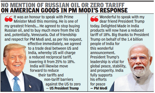 Trade deal done, says Trump; PM Modi thanks him for cutting tariff to 18%