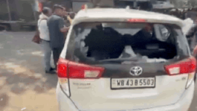 Watch: Stones thrown at Bengal BJP Agnimitra Paul’s car in Asansol, rear window shattered; complaint filed | India News