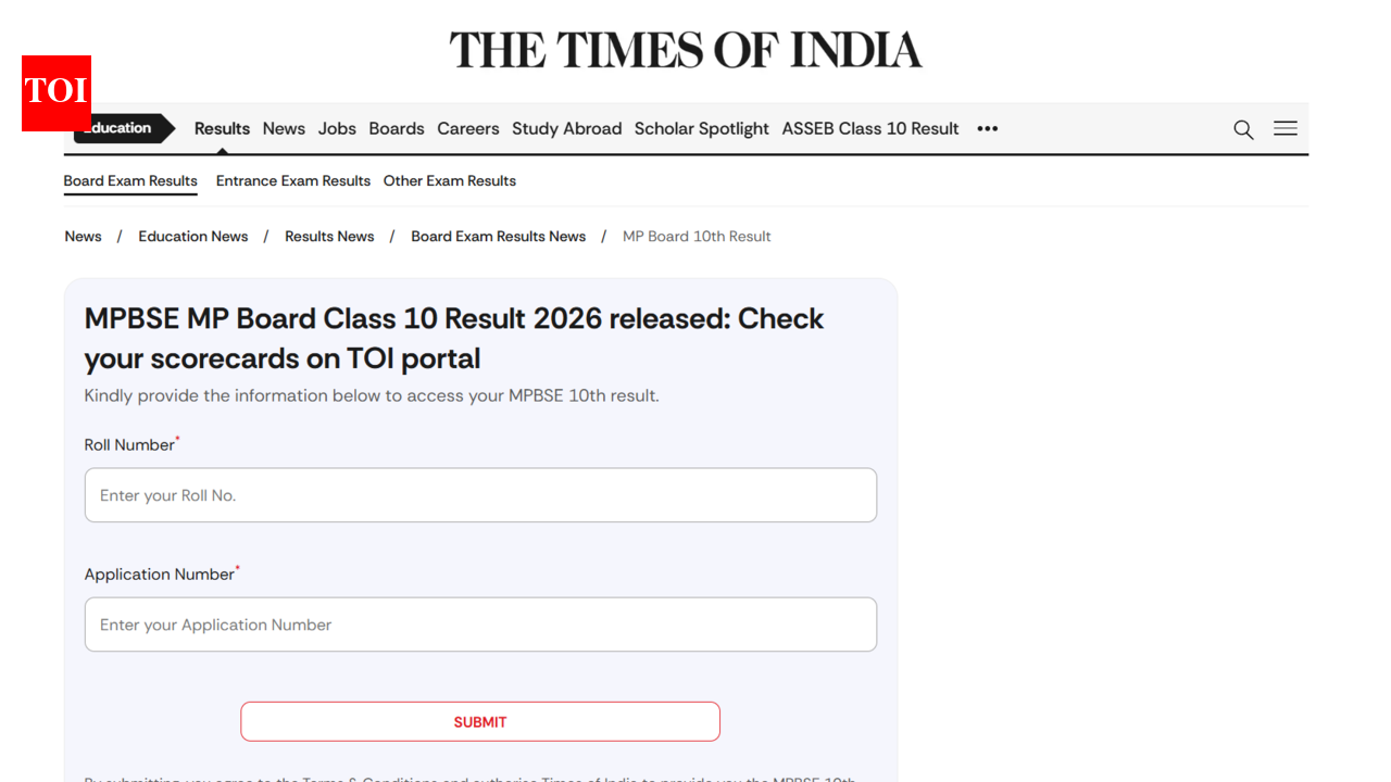 MP Board result 2026 released: Official MPBSE website crashes; direct link to check Class 10, 12 scores on TOI portal