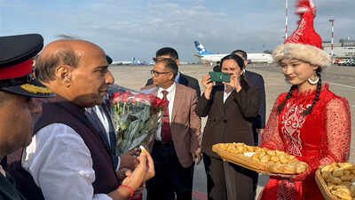 Rajnath lands in Kyrgyzstan to attend SCO def ministers meet, may discuss West Asia crisis | India News