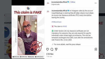 Influencer’s claim that “Indians will have to get Income-Tax Clearance Certificate every time they travel internationally”; this is what Income Tax Department has to say |