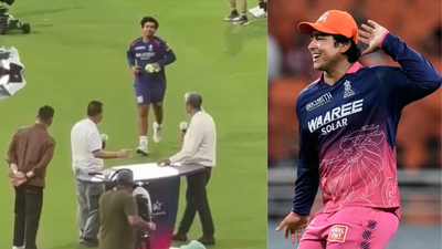 IPL 2026: Vaibhav Sooryavanshi touches Sunil Gavaskar’s feet, then smashes 97 vs SRH – Watch | Cricket News