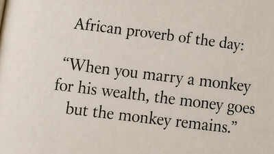 “When you marry a monkey for his wealth, the money goes but the monkey remains.”