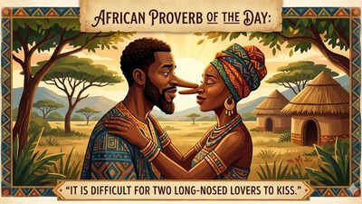 African proverb of the day: “It is difficult for two long-nosed lovers to kiss.” |