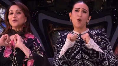 Madhuri Dixit and Karisma Kapoor recreate iconic ‘Le Gayi’ hook step, leaving fans filled with nostalgia |