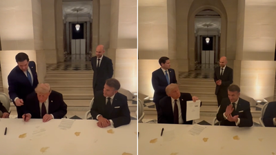 On cam: Donald Trump signs US-Iran peace deal MoU during dinner with Macron at G7 in Versailles, says ‘this was not easy’