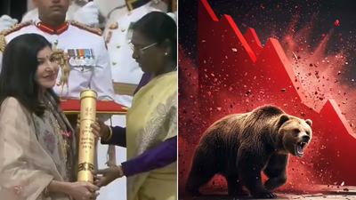 Evening news wrap: President Murmu confers 65 Padma Awards; Rs 4.6 lakh crore wipped off Dalal Street & more | India News