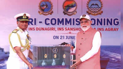 Modi commissions 3 indigenous frontline naval ships, says ‘strong maritime capability deciding factor for country’s eco, strategic influence’ | India News