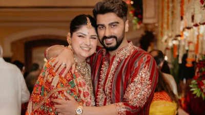 Arjun Kapoor holds sister Anshula’s kaleera at pre-wedding festivities; fans wonder if he’s the next Kapoor to marry |
